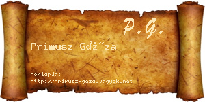 Primusz Géza névjegykártya