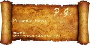 Primusz Géza névjegykártya