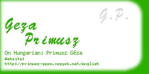 geza primusz business card